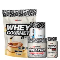 Whey Protein Gourmet refil 907g + Creatina 300g + Glutamina 150g + Bcaa - Fn Forbis