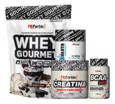 Whey Protein Gourmet Refil 907g + Glutamina 150g + Bcaa 100 Caps - Fn Forbis