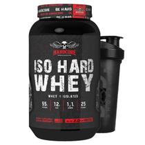 Whey Protein Iso Hard 900g + Shaker - Hardcore- 100% Isolado (morango)
