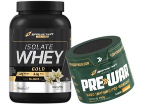 Whey Protein Isolado e Hidrolisado Isolate Gold Zero Lactose 900g + Pré Treino Pre-War 100g Bodyaction