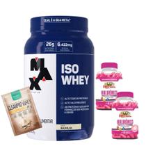 Whey Protein Isolado Isowhey 900g - Max Titanium + 2x Ácido Hialurônico - 60 Cáps + Dose