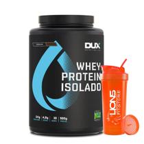 Whey Protein Isolado Pote 900g Baunilha Dux Nutrition + Coqueteleira Personalizada 700ml Cor Sortida