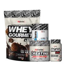 Whey Protein Refil 907g + Creatina 300g + Glutamina 150g + BCAA 100 Cáps - FN Forbis