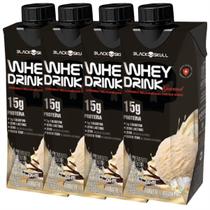 Whey Protein Shake Drink Gourmet Black Skull 250ml - Sabor Delicioso Kit 4 unid