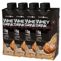 Whey Protein Shake Drink Gourmet Black Skull 250ml - Sabor Delicioso Kit 4 unid