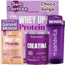 Whey Protein UP SANAVITA 3W Isolado Concentrado Hidrolisado + Creatina Monohidratada 100g + Coqueteleira - Kit Suplemento de Proteína Whey Protein UP SANAVITA 3W Isolado Concentrado Hidrolisado + Creatina Monohidratada 100g + Coqueteleira - Kit Suplemento de Proteína