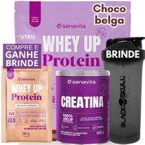Whey Protein UP SANAVITA 3W Isolado Concentrado Hidrolisado + Creatina Monohidratada 100g + Coqueteleira - Kit Suplemento de Proteína Whey Protein UP SANAVITA 3W Isolado Concentrado Hidrolisado + Creatina Monohidratada 100g + Coqueteleira - Kit Suplemento de Proteína