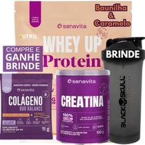 Whey Protein UP SANAVITA 3W Isolado Concentrado Hidrolisado + Creatina Monohidratada 100g + Coqueteleira - Kit Suplemento de Proteína Whey Protein UP SANAVITA 3W Isolado Concentrado Hidrolisado + Creatina Monohidratada 100g + Coqueteleira - Kit Suplemento de Proteína