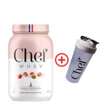 Whey Protein Zero Lactose 907g - Morango com Chantilly + Coqueteleira - Chef Whey