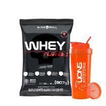 Whey Turbo 900g Black Skull + Coqueteleira 700ml Personalizada Cor Sortida