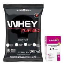 Whey Turbo Refil - 907g - Black Skull + Multivitamínico A-Z Mulher - 60 Cáps - Lavitan