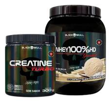 Whey Zero Gourmet 3w 100% Hd Creatina Turbo 300g Black Skull