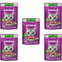 Whiskas Sache Gatos Adultos Sabor Cordeiro 85g 5 unid Ração Úmida