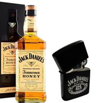 Whisky Jack Daniel's Honey 1L com Isqueiro modelo Zippo Preto Recarregável