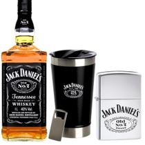 Whisky Jack Daniels 1Litro com Isqueiro tipo Zippo Cromado + Copo Térmico Ed Limitada - JACK DANIEL'S