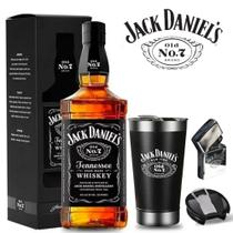 Whisky jack daniels old n7 1l com copo térmico e isqueiro personalizado