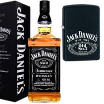 Whisky Jack Daniels Old N7 Tennessee 1Litro com Isqueiro tipo Zippo Preto