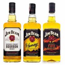 Whisky Jim Beam Bourbon 1L + Honey 1L + Fire
