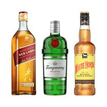 Whisky Red Label 1L + White Horse 1L + Gin Tanqueray 750ml