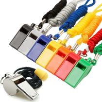 Whistle Hipat, 8 pacotes com cordão, 7 de plástico e 1 de aço inoxidável Whistle Hipat, 8 pacotes com cordão, 7 de plástico e 1 de aço inoxidável