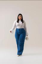 Wide Leg Jeans Plus Size Bolso Sobrepor Com Emenda E Cargo Wide Leg Jeans Plus Size Bolso Sobrepor Com Emenda E Cargo