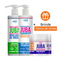 Widi Care Kit Ondulando a Juba Shampoo 500ml, Máscara Hidro-Nutritiva 500g, Creme de Pentear 500ml + Mimo Touca de Cetim