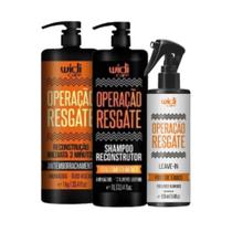 Widi kit Operação Resgate Leave In 200ml, Reconstrução 1kg, Shampoo Reconstrutor 1L (3 produtos)