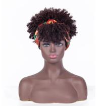 Wig Cacheada Peruca Curta Com Franja Idêntica Ao Humano