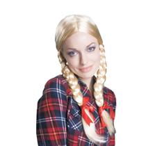 Wig Dress Up America Blonde Pigtail para mulher Wig Dress Up America Blonde Pigtail para mulher