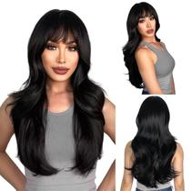 Wig N NAYASA Long Black Sintético Resistente ao Calor para Mulheres