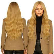 Wig Peruca Loiro Escuro Ondulada sem Franja Orgânica