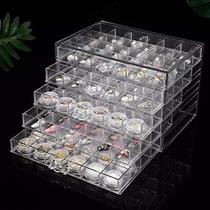 WILL 120 Grades Acrílico Transparente Unha Display Organizador Maquiagem Joias Nail Art esmética Display Rack Gaveta Caixas Organizadores