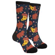 WILL BUDXEG Cute Capybara Play Eat Food Pizza Casual Unissex Novelty Fun Crew Meias Modas e Confortáveis para Homens e Mulheres WILL BUDXEG Cute Capybara Play Eat Food Pizza Casual Unissex Novelty Fun Crew Meias Modas e Confortáveis para Homens e Mulheres