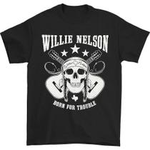 Willie Nelson Born For Trouble Skull T-shirt Willie Nelson Born For Trouble Skull T-shirt