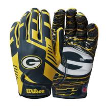 WILSON NFL Luvas de Futebol Stretch Fit - Green Bay- Adulto (WTF9326GB)