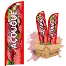 Wind Banner Completo Dupla Face 3mt Açougue Kit C/ 2unds