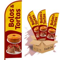 Wind Banner Dupla Face 3mt Bolos e Tortas Kit C/ 3unds