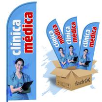 Wind Banner Dupla Face 3mt Clínica Médica - Kit C/ 3unds