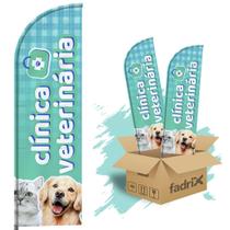 Wind Banner Dupla Face 3mt Clínica Veterinária Kit C/ 2unds