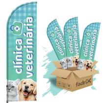 Wind Banner Dupla Face 3mt Clínica Veterinária Kit C/ 3unds