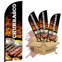 Wind Banner Dupla Face 3mt Completo Churrasco Kit C/ 3unds
