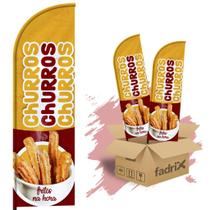 Wind Banner Dupla Face 3mt Completo Churros Kit C/ 2unds