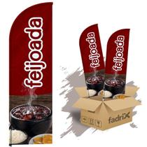 Wind Banner Dupla Face 3mt Completo Feijoada Kit C/ 2unds