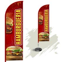 Wind Banner Dupla Face 3mt Completo Hamburgueria M2