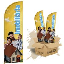 Wind Banner Dupla Face 3mt Completo Imobiliária Kit C/ 2unds