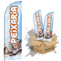 Wind Banner Dupla Face 3mt Completo Peixaria Kit C/ 2unds