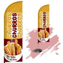 Wind Banner Dupla Face 3mt Completo Personalizado Churros