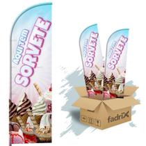 Wind Banner Dupla Face 3mt Completo Sorvete M3 Kit C/ 2unds