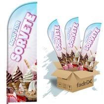 Wind Banner Dupla Face 3mt Completo Sorvete M3 Kit C/ 3unds