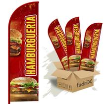 Wind Banner Dupla Face 3mt Hamburgueria M2 Kit C/ 3unds